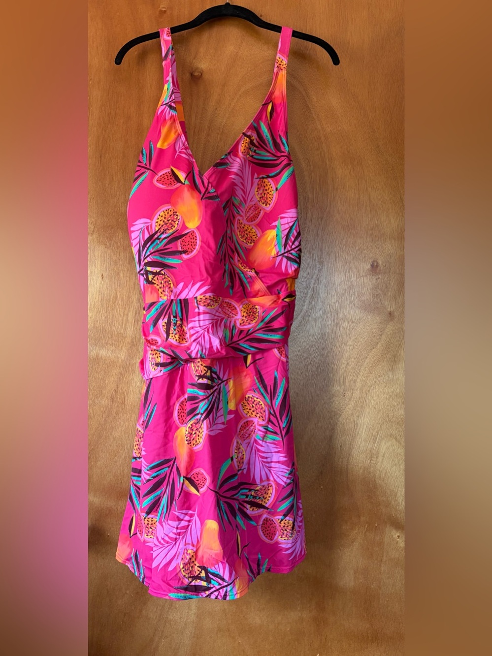 D&Co Tropical Pink Fruit-Print Swim Dress